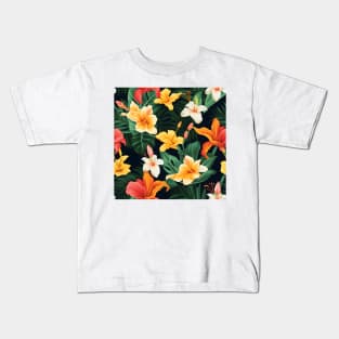 Tropical Flowers Pattern 7 Kids T-Shirt